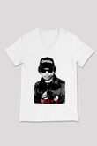 Eazy-E Beyaz Unisex V Yaka Tişört