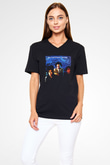 Echo and the Bunnymen Siyah Unisex V Yaka Tişört T-Shirt