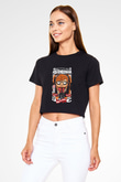 Ed Sheeran Baskılı  Siyah  Crop Top Tişört