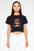 Edguy Siyah Crop Top Tişört