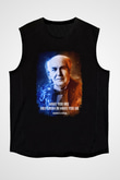Edison Alıntı Baskılı Unisex Kolsuz Siyah Tişört - Tshirt