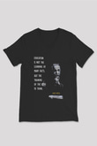 Einstein Alıntı Baskılı Unisex V Yaka Siyah Tİşört - Tshirt
