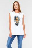 Einstein Beyaz Unisex Kolsuz Tişört