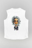 Einstein Beyaz Unisex Kolsuz Tişört