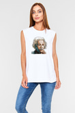 Einstein Beyaz Unisex Kolsuz Tişört