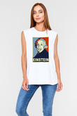 Einstein Beyaz Unisex Kolsuz Tişört