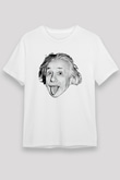 Einstein Beyaz Unisex Tişört T-Shirt - TişörtFabrikası