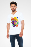 Einstein Beyaz Unisex V Yaka Tişört