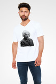 Einstein Beyaz Unisex V Yaka Tişört