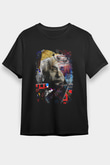 Einstein Pop Art Baskılı Unisex Siyah Tişört - Tshirt