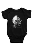 Einstein Portre Lıntı Baskılı Unisex  Siyah Bebek Body - Zıbın