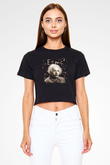 Einstein Siyah  Crop Top Tişört