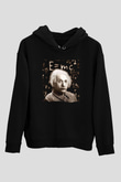 Einstein Siyah Unisex Kapüşonlu Sweatshirt