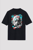 Einstein Siyah Unisex Oversize Tişört T-Shirt