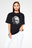 Einstein Siyah Unisex Oversize Tişört T-Shirt