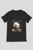 Einstein Siyah Unisex V Yaka Tişört