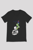 Einstein Siyah Unisex V Yaka Tişört
