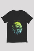 Einstein Siyah Unisex V Yaka Tişört T-Shirt