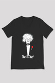 Einstein Siyah Unisex V Yaka Tişört T-Shirt