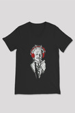 Einstein Siyah Unisex V Yaka Tişört T-Shirt