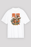 Ejderha Baskılı Beyaz Unisex Oversize Tişört - Tshirt