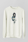 Ejderha Baskılı Beyaz Unisex Sweatshirt