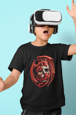 Ejderha Baskılı Unisex Siyah Çocuk Tişört - Tshirt