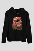 Ejderha Baskılı Unisex Siyah Hoodie