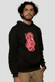 Ejderha Baskılı Unisex Siyah Hoodie