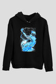 Ejderha Baskılı Unisex Siyah Hoodie