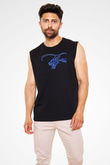 Ejderha Baskılı Unisex Siyah Kolsuz Tişört - Tshirt