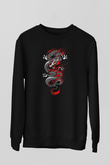 Ejderha Baskılı Unisex Siyah Sweatshirt