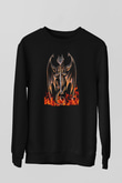 Ejderha Baskılı Unisex Siyah Sweatshirt