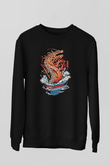 Ejderha Baskılı Unisex Siyah Sweatshirt