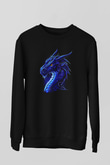 Ejderha Baskılı Unisex Siyah Sweatshirt
