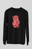Ejderha Baskılı Unisex Siyah Sweatshirt