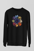 Ejderha Baskılı Unisex Siyah Sweatshirt