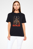 Ejderha Baskılı Unisex Siyah Tişört - Tshirt