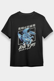 Ejderha Baskılı Unisex Siyah Tişört - Tshirt