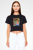 Ekspresyonizm Siyah Crop Top Tişört
