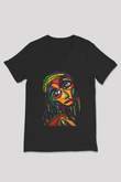 Ekspresyonizm Siyah Unisex V Yaka Tişört T-Shirt