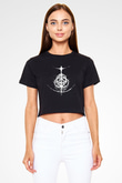 Elden Ring Baskılı Siyah Crop Top Kadın Tişört - Tshirt