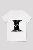 Electric Wizard Baskılı Beyaz Unisex V Yaka Tişört - Tshirt