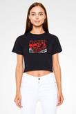 Electric Wizard Baskılı Siyah Crop Top Kadın Tişört - Tshirt