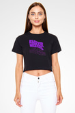 Electric Wizard Baskılı Siyah Crop Top Kadın Tişört - Tshirt