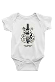 Elektro Gitar Baskılı Beyaz Unisex Bebek Body - Zıbın