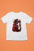 Elektro Gitar Baskılı Beyaz Unisex Beyaz Çocuk Tişört - Tshirt