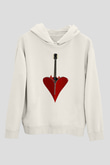 Elektro Gitar Baskılı Beyaz Unisex Hoodie