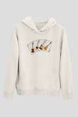 Elektro Gitar Baskılı Beyaz Unisex Hoodie