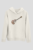 Elektro Gitar Baskılı Beyaz Unisex Hoodie